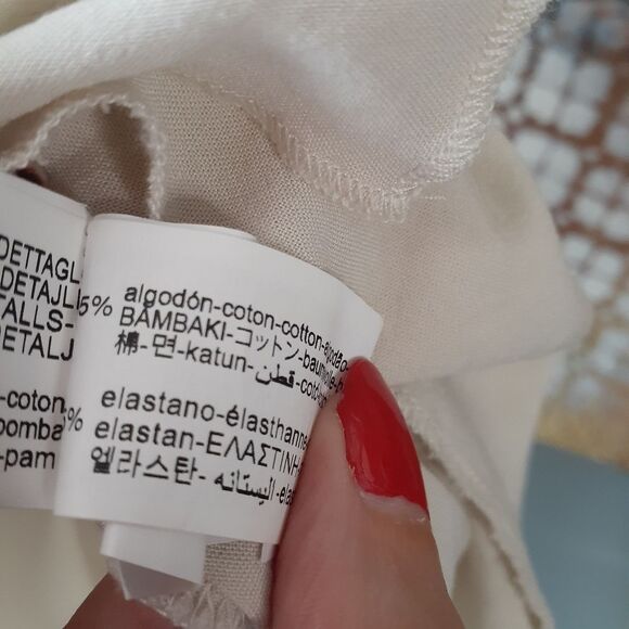 Zara Cotton Combination White and Cream Sleeveless Ruffled Mini Dress - Picture 10 of 14